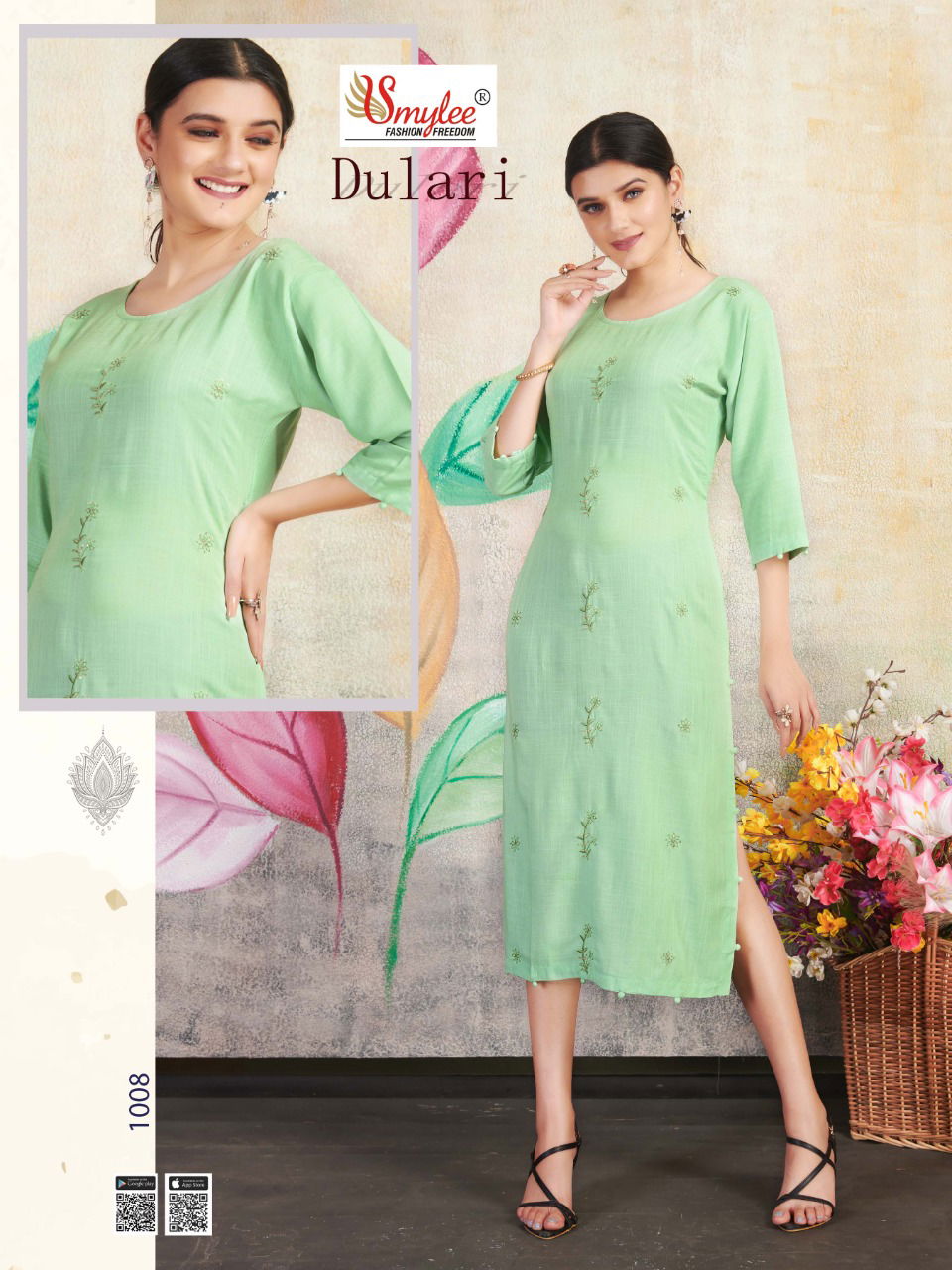 Smylee Dulari heavy Rayon Designer Kurti Regular Wear Reyon Kurtis Collections Available in wholesale price